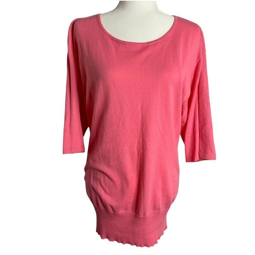 Only Mine Lightweight Half Sleeve Sweater XL Pink Knit Tunic Pullover NEW